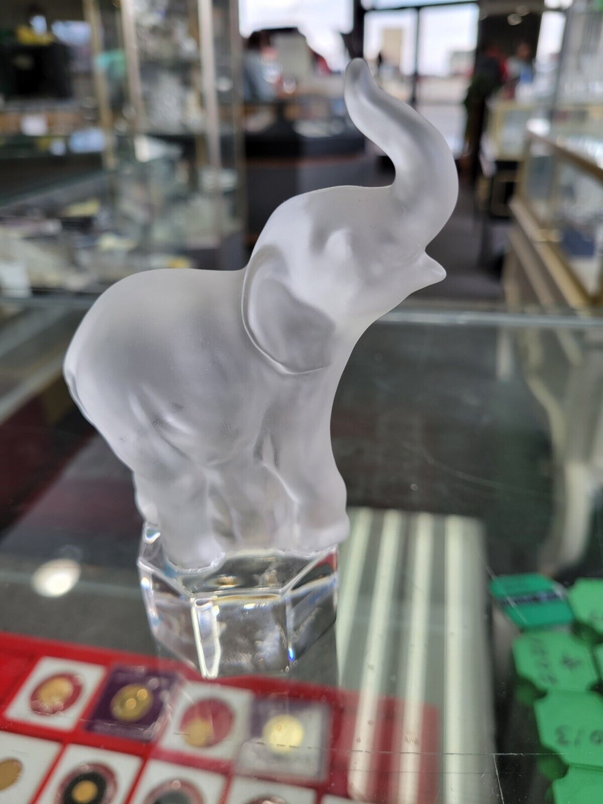 Elephant Frosted Crystal Clear Glass Figurine Paperweight Goebel Germany Vtg