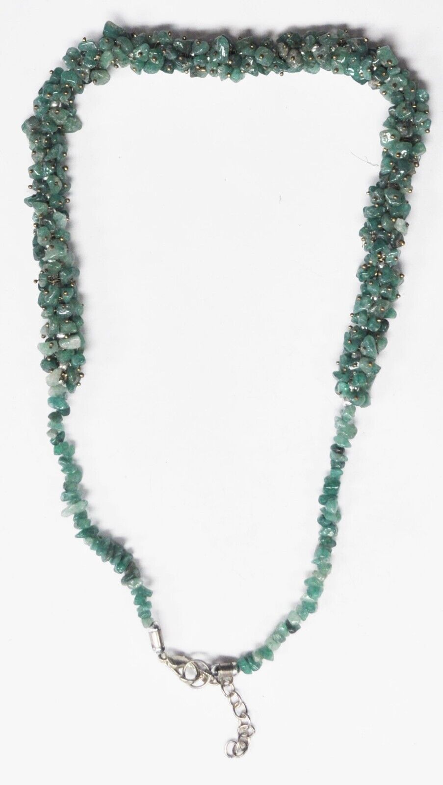 Silver Plated Green Aventurine Popcorn Bead 11mm Cluster Necklace 21"