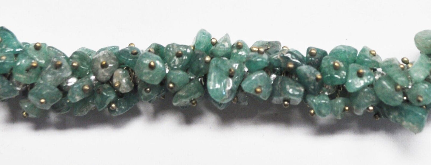Silver Plated Green Aventurine Popcorn Bead 11mm Cluster Necklace 21"