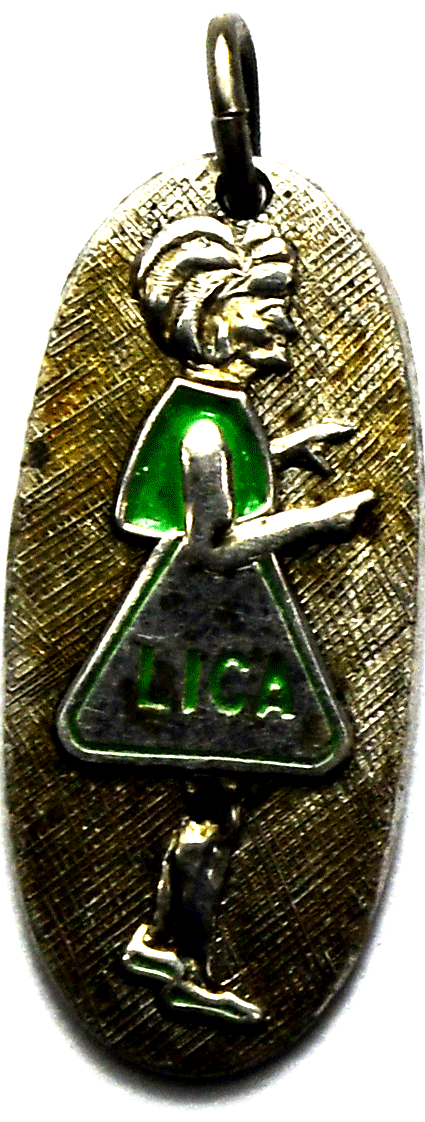 Sterling Silver LICA Green Enamel Woman in Dress Cham 20mm x 9mm