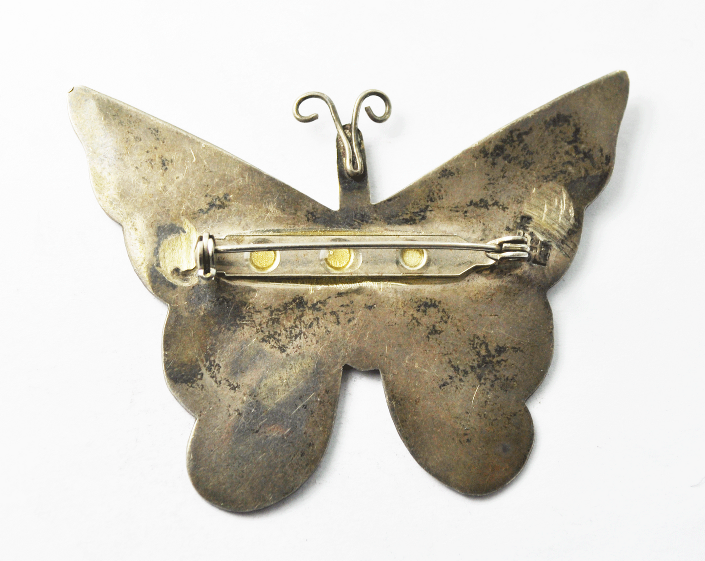 Sterling Silver Monfar Mother of Pearl Shell Butterfly Brooch Pin 2-3/4" x 2"