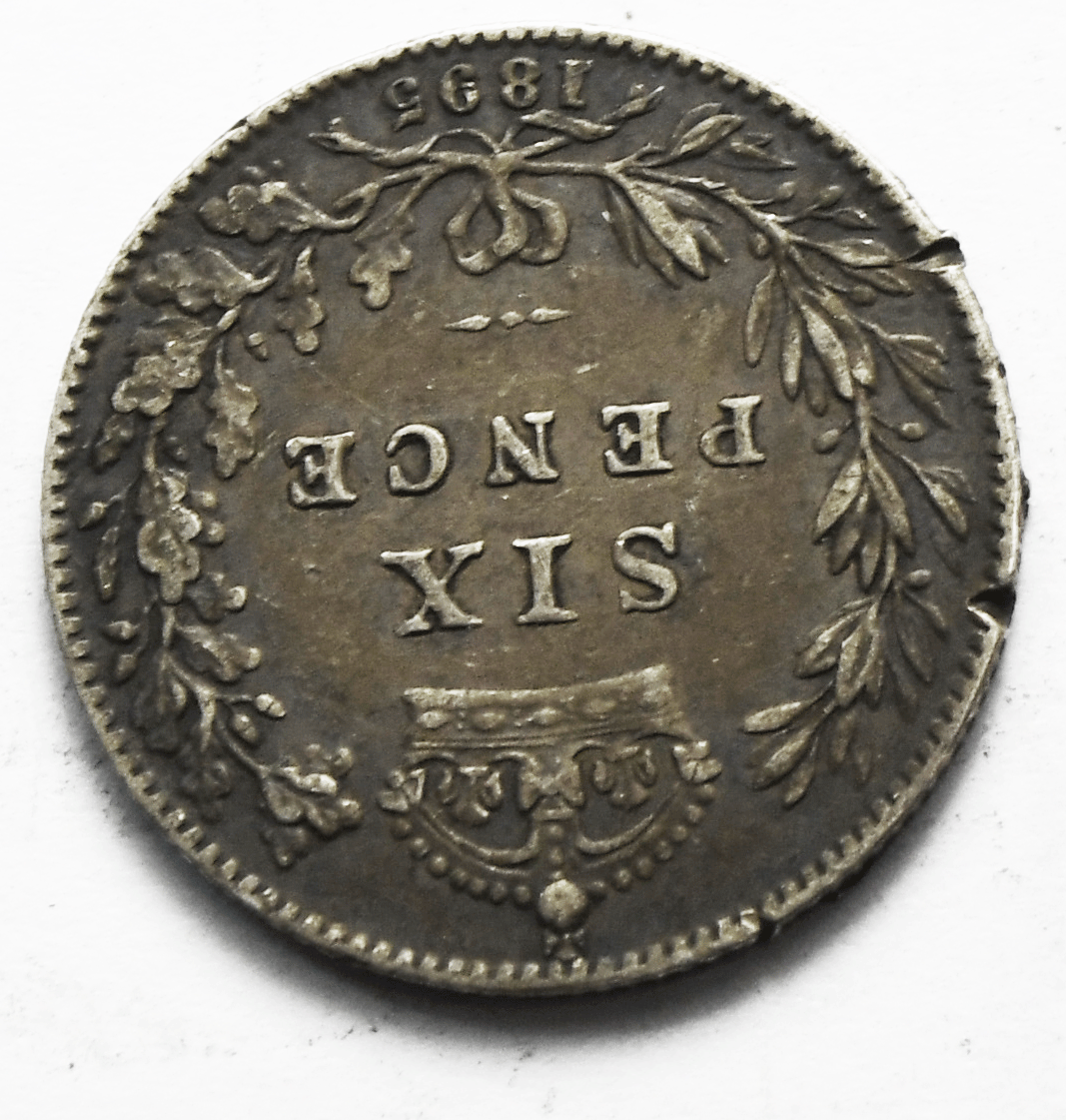 1895 Great Britain 6 Six Pence KM# 779 Silver Coin