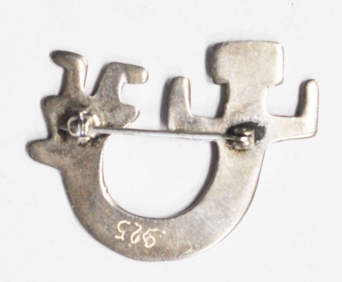 Sterling Silver Wacky Waving Arm Guy Brooch Pin 38mm x 29mm