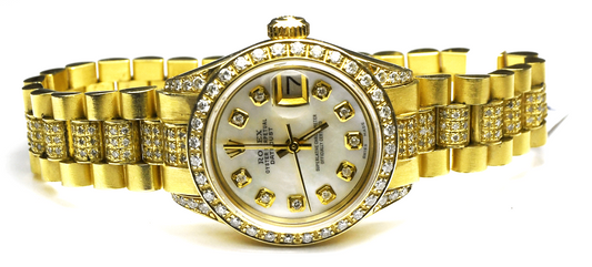 1975 Women's Rolex 6917 18k Gold Lady President Datejust 26mm Diamond Dial Band