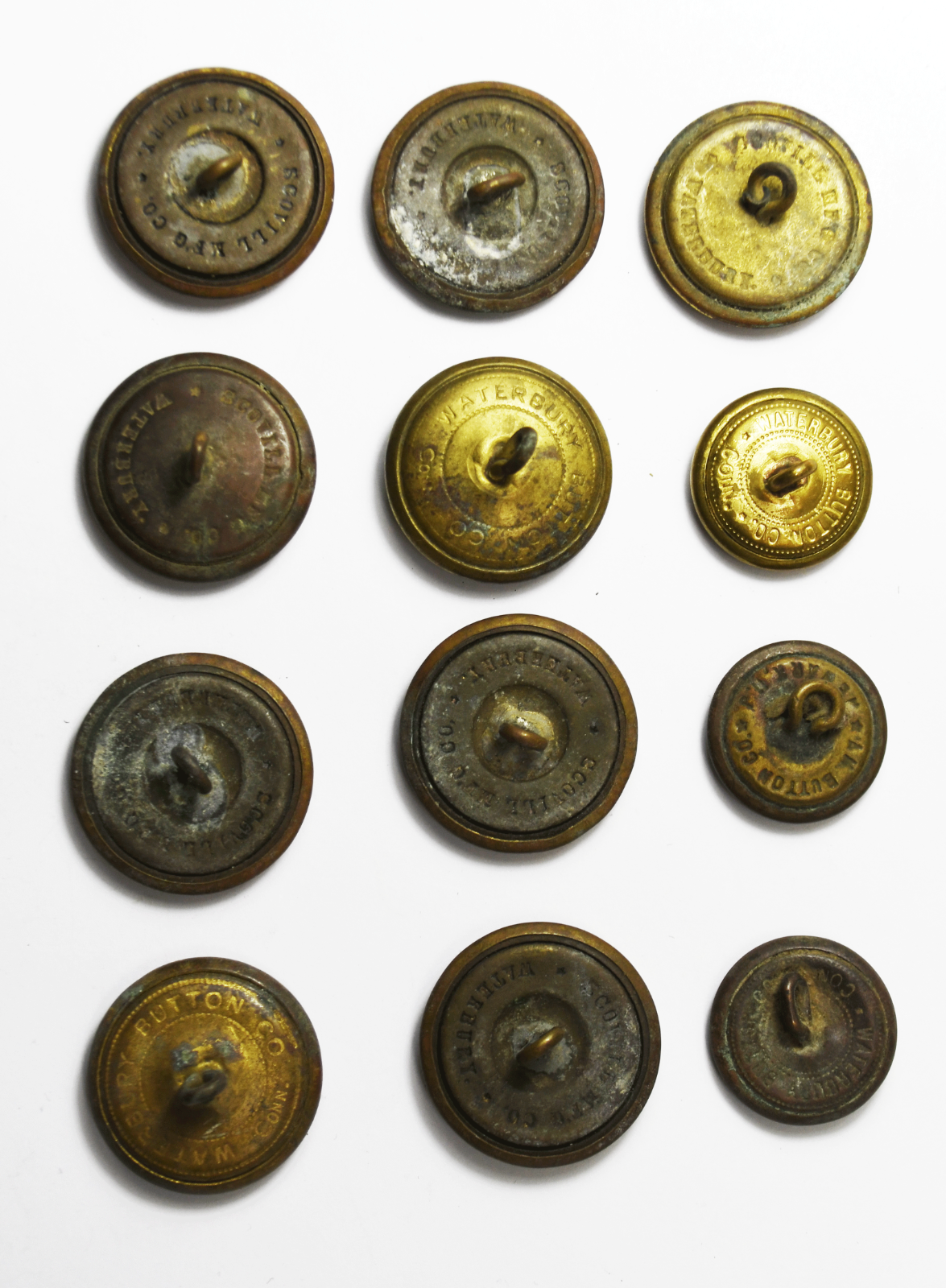 12 Vintage Scovill Waterbury US Great Seal Eagle Uniform Button