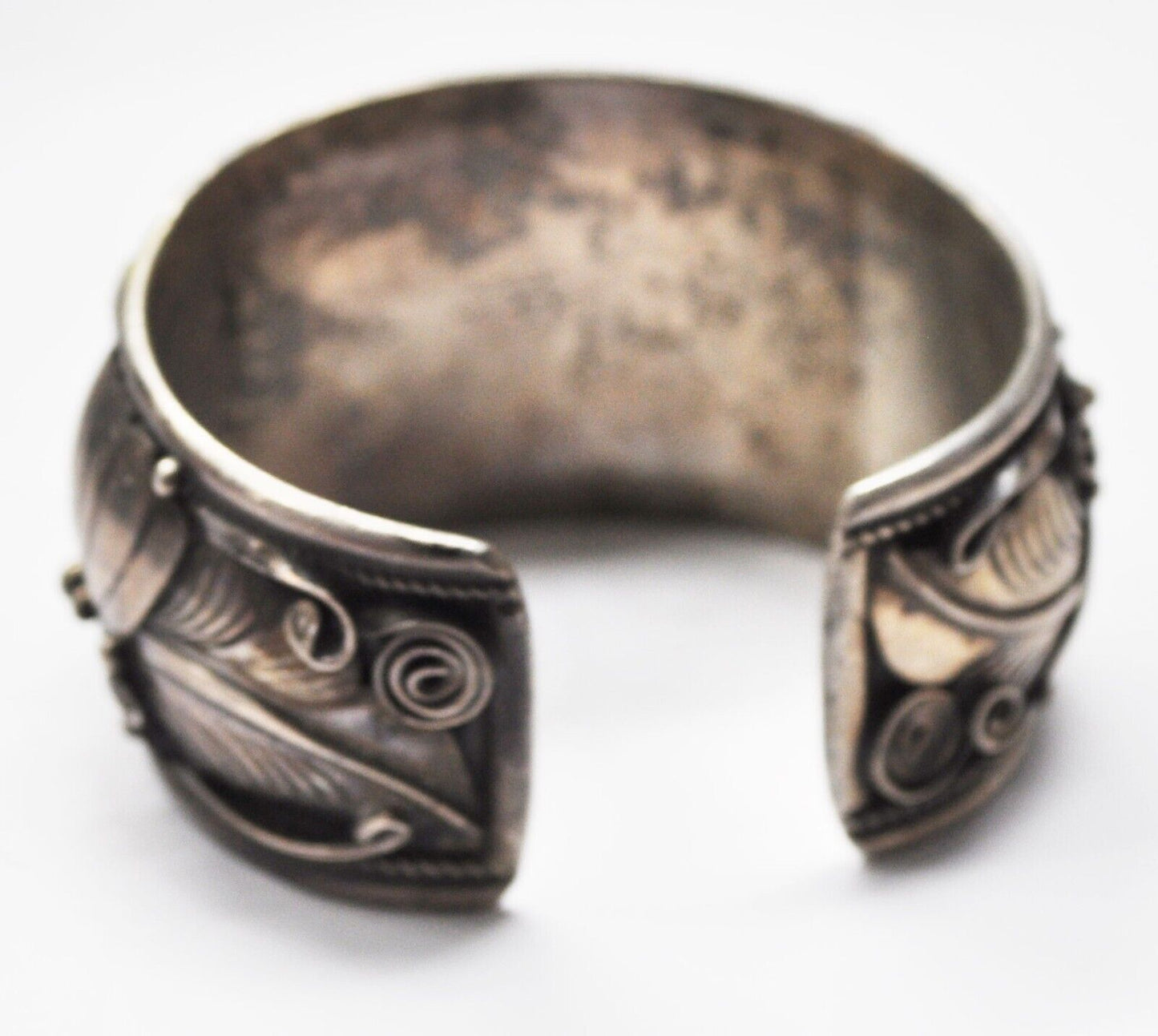 Sterling Silver Allen Chee Turquoise Coral Cuff Bracelet 38mm 6-1/2" Wrist