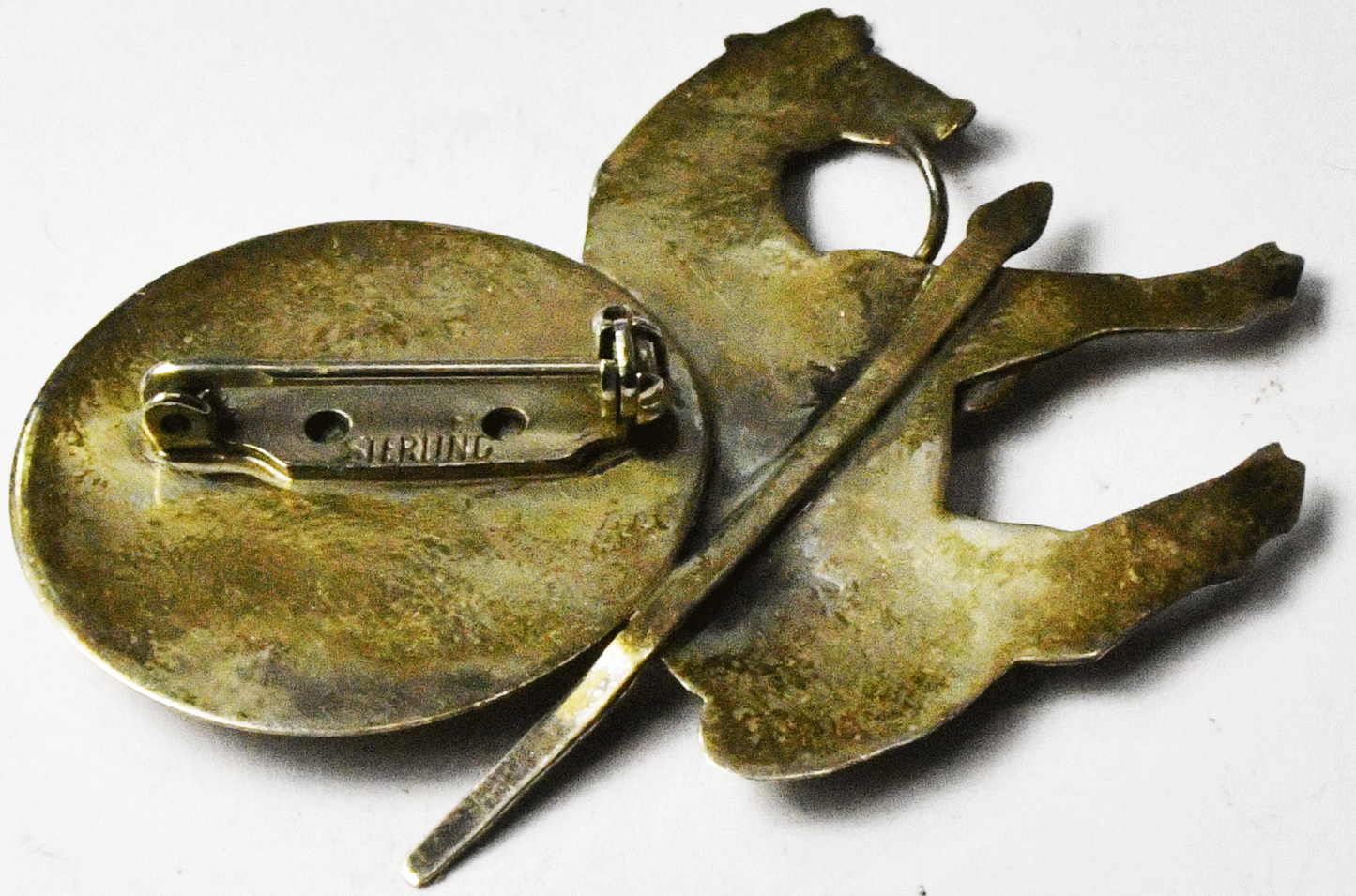 Sterling Silver End of the Trail Fraser Waupun Brooch Pin 40mm  x 48mm