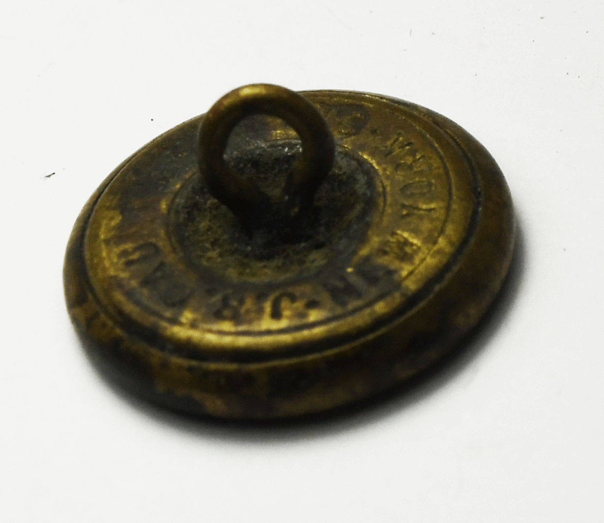 Vintage Police Round Brass Flat Button 23mm Caunt & Son New York