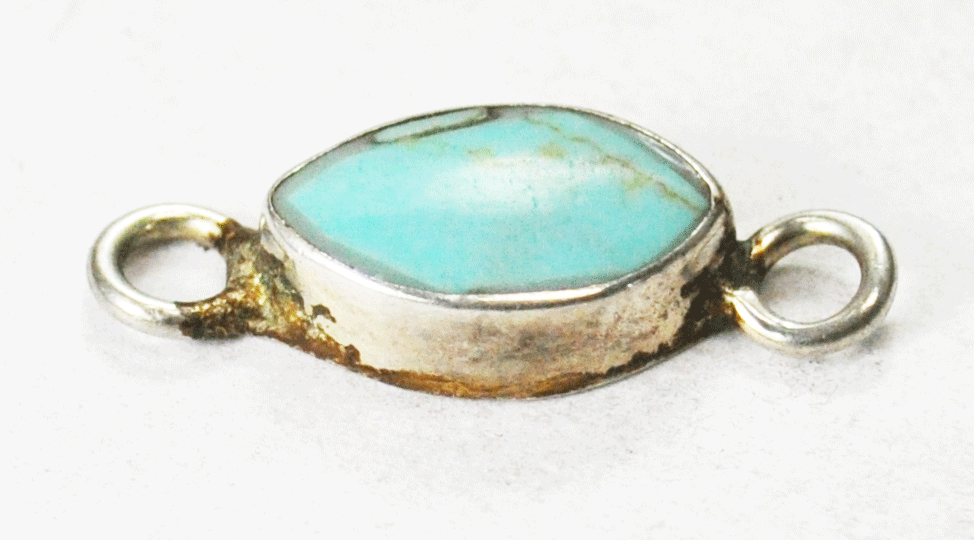 Sterling Silver Ellipse Turquoise 2 Ring Slide Pendant 10mm x 26mm