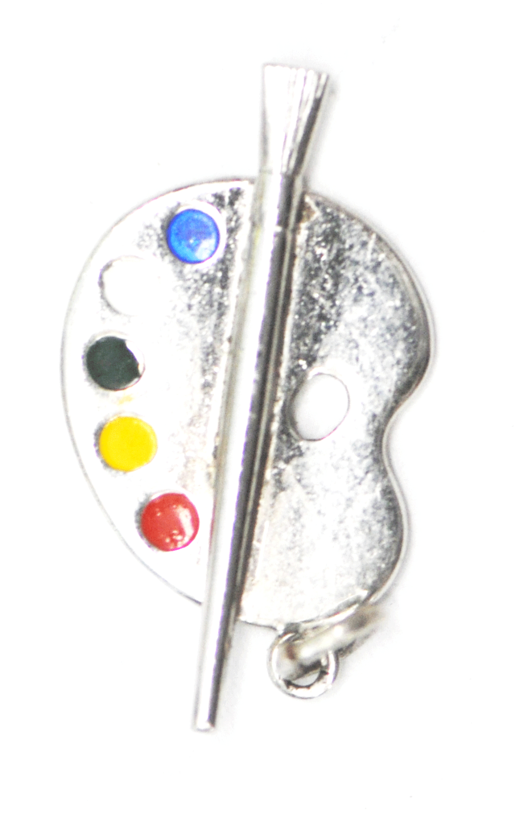 Sterling Silver Wells Art Pallet Paintbrush Charm Colorful Enamel 28mm