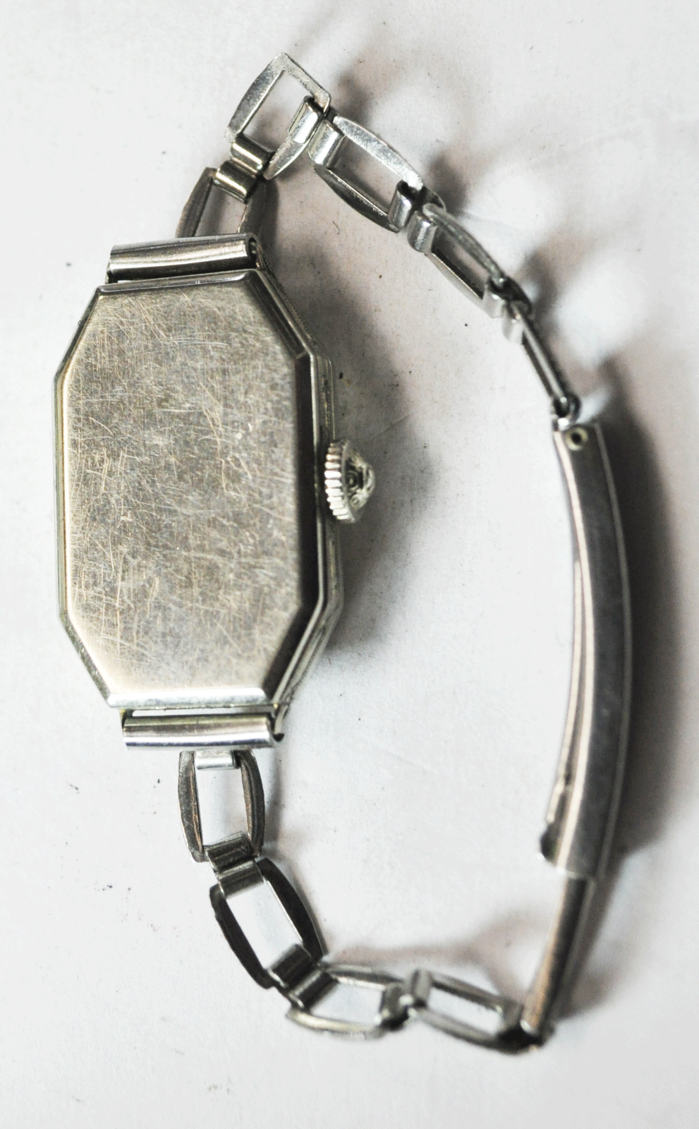 Vintage 14k Solid White Gold Art Deco Waltham Wristwatch 18mm Not Running