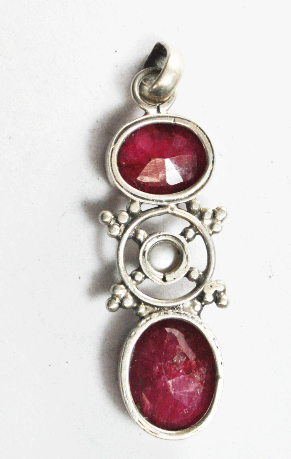 Sterling Silver Fuchsite Fuschia Pearl Pendant 56mm x 17mm Pendant