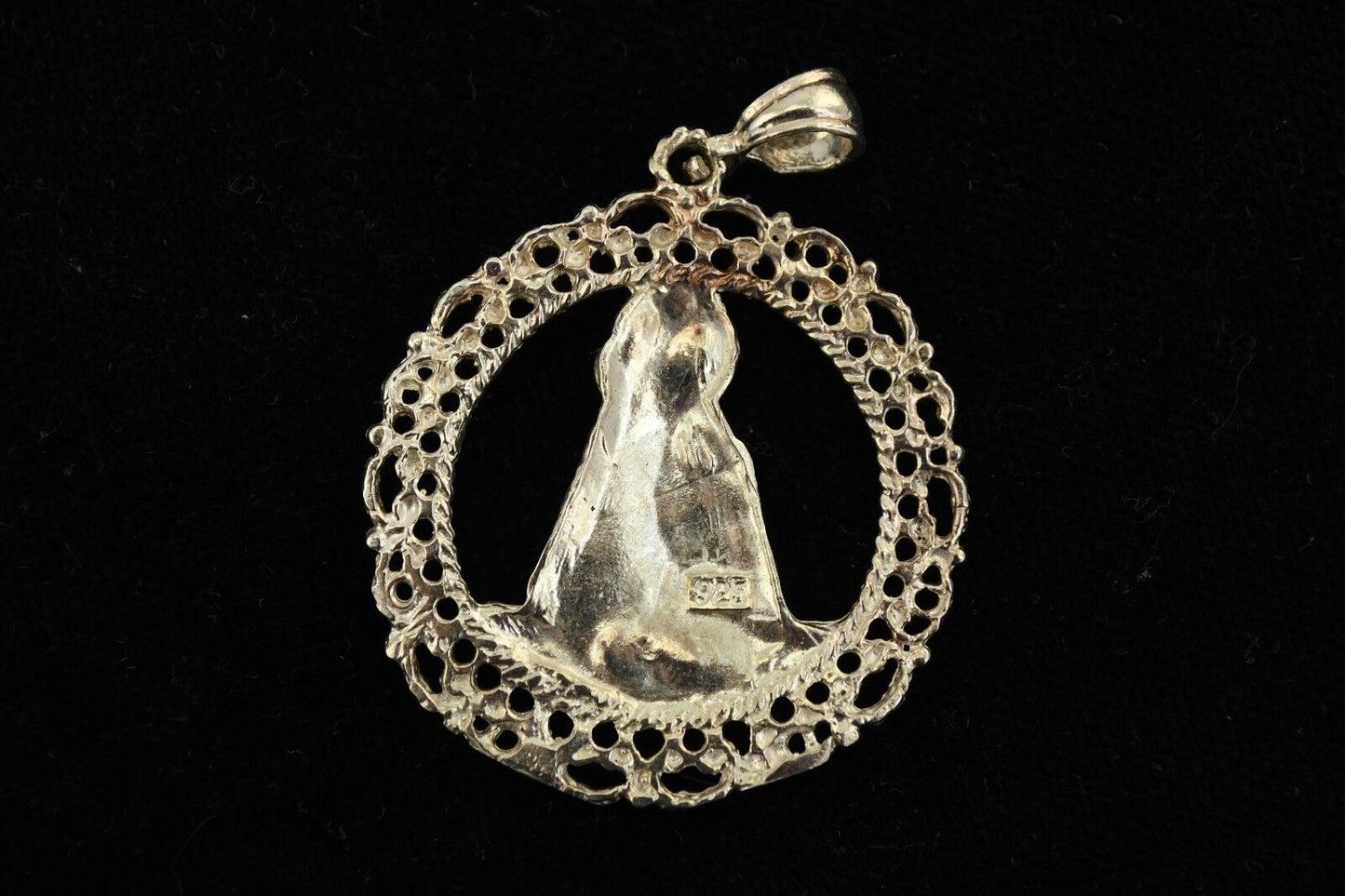 Vintage Sterling Silver Mother Mary w/Child Pendant Charm 7 grams 1 1/2"