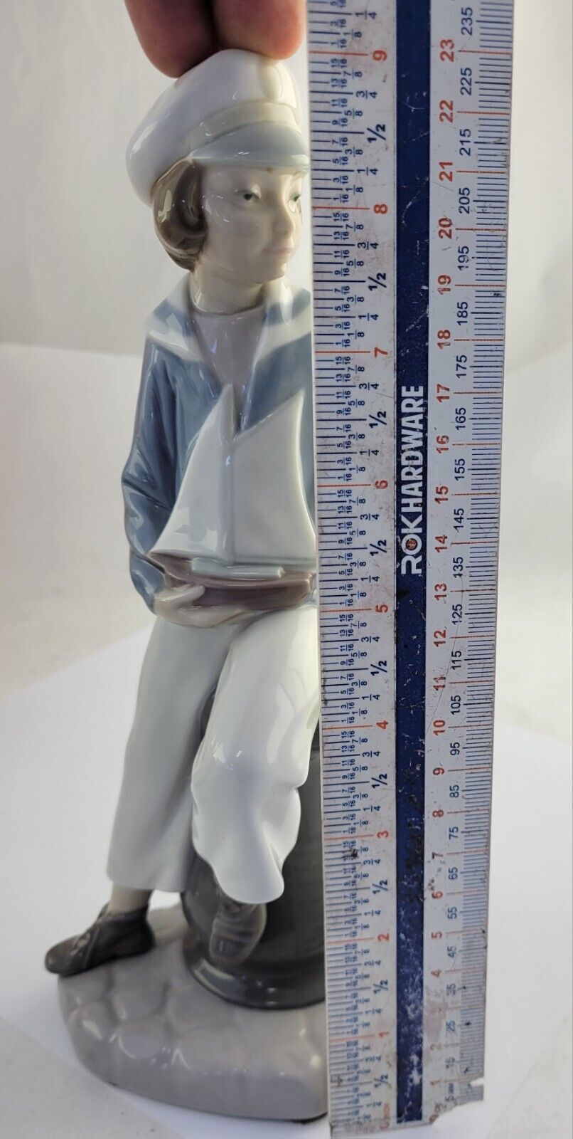 1970s Retired 9" Lladro/Sailor Boy with Yacht Sailboat #4810 Spain Hand Made