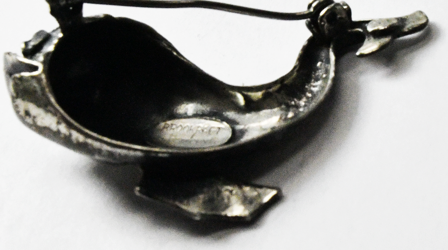 Sterling Silver Brookraft Jumping Flying Koi Fish Brooch Pin 41mm x 26mm