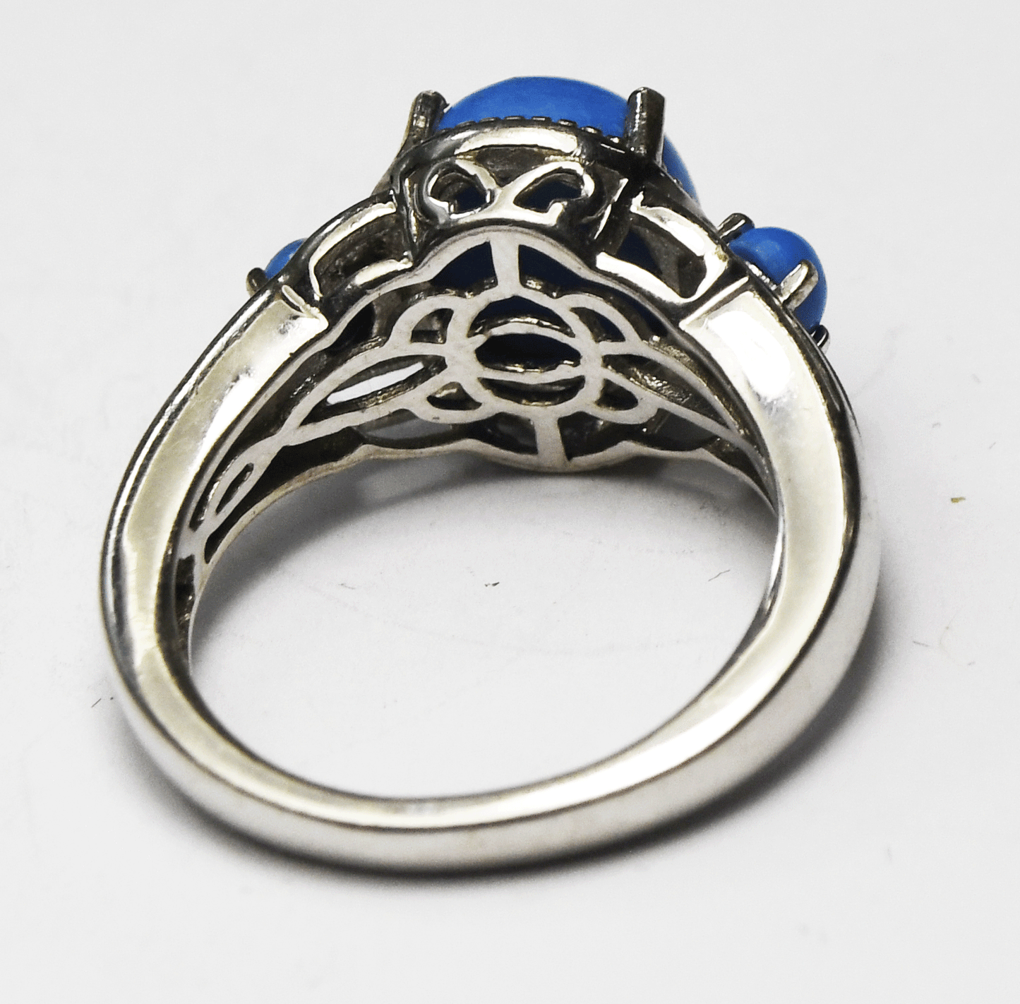 Sterling Silver D'Joy Dark Blue Turquoise Ring 17mm Size 7