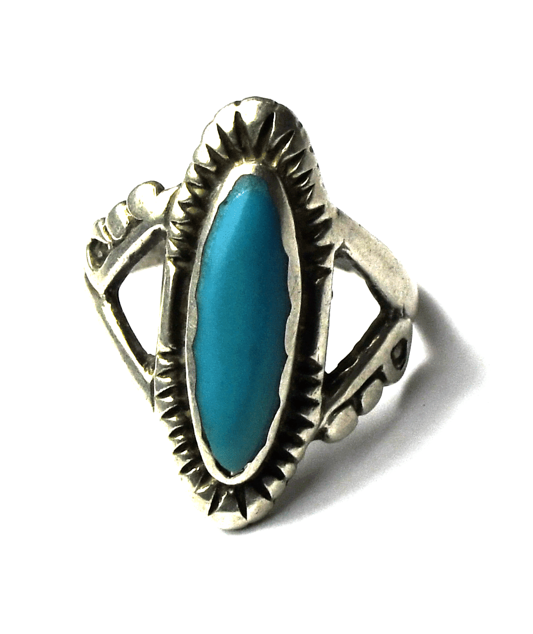 Sterling Silver Turquoise Sand Cast Ring 22mm Size 5