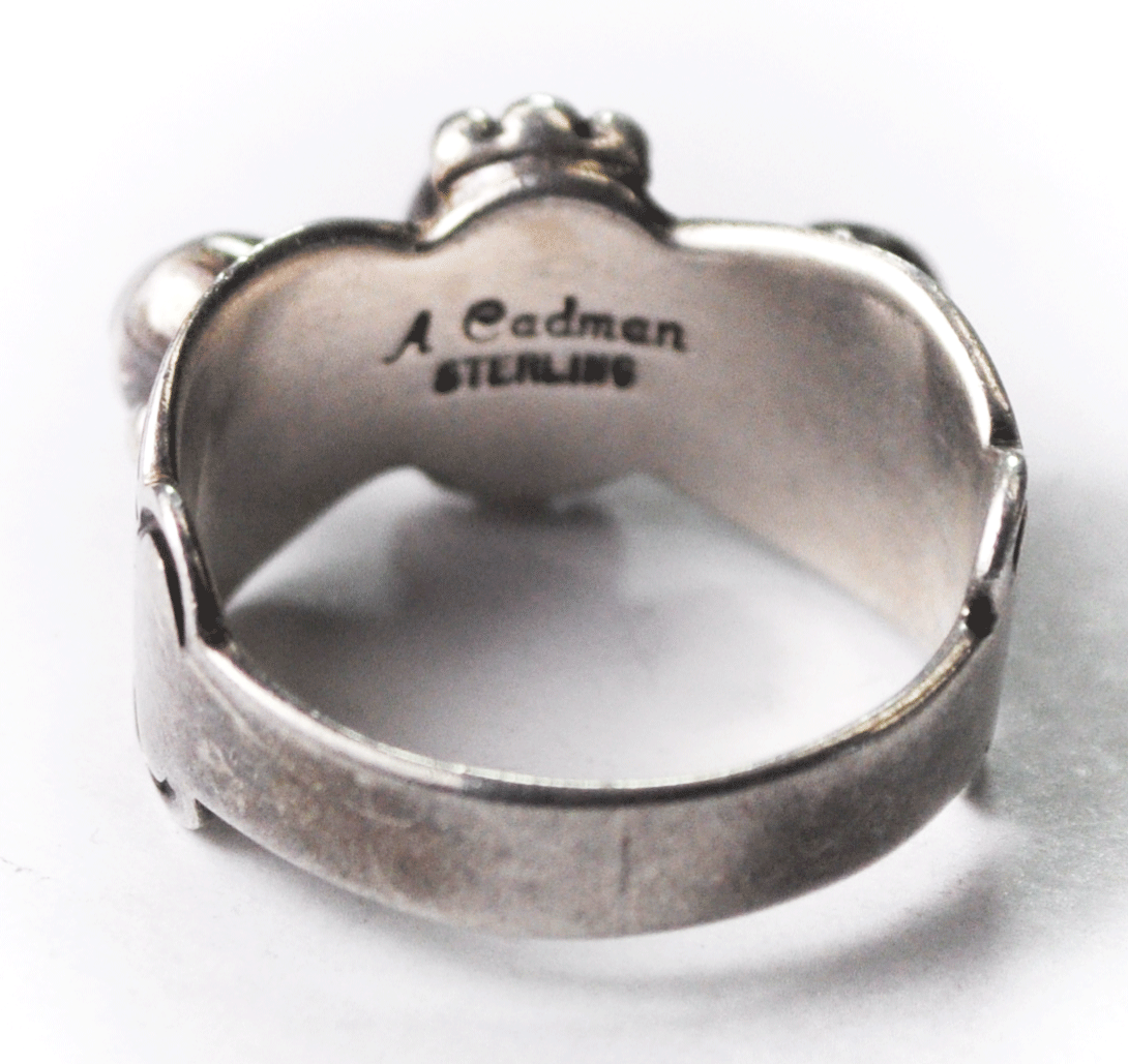 Sterling Silver A Cadman 3 Clear Opal Floral 12mm Size 9-1/2 Ring