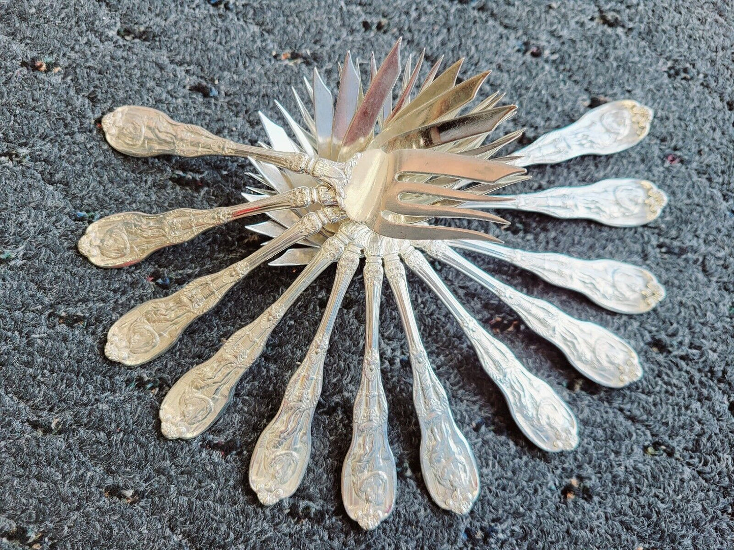 Mythologique by Gorham Sterling Fish Fork / Salad Fork Beaded Back 6"