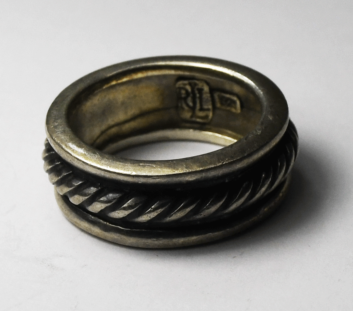 Sterling Silver Lauren Ralph Lauren Cable Center Ring 8mm Band Size 6-1/2