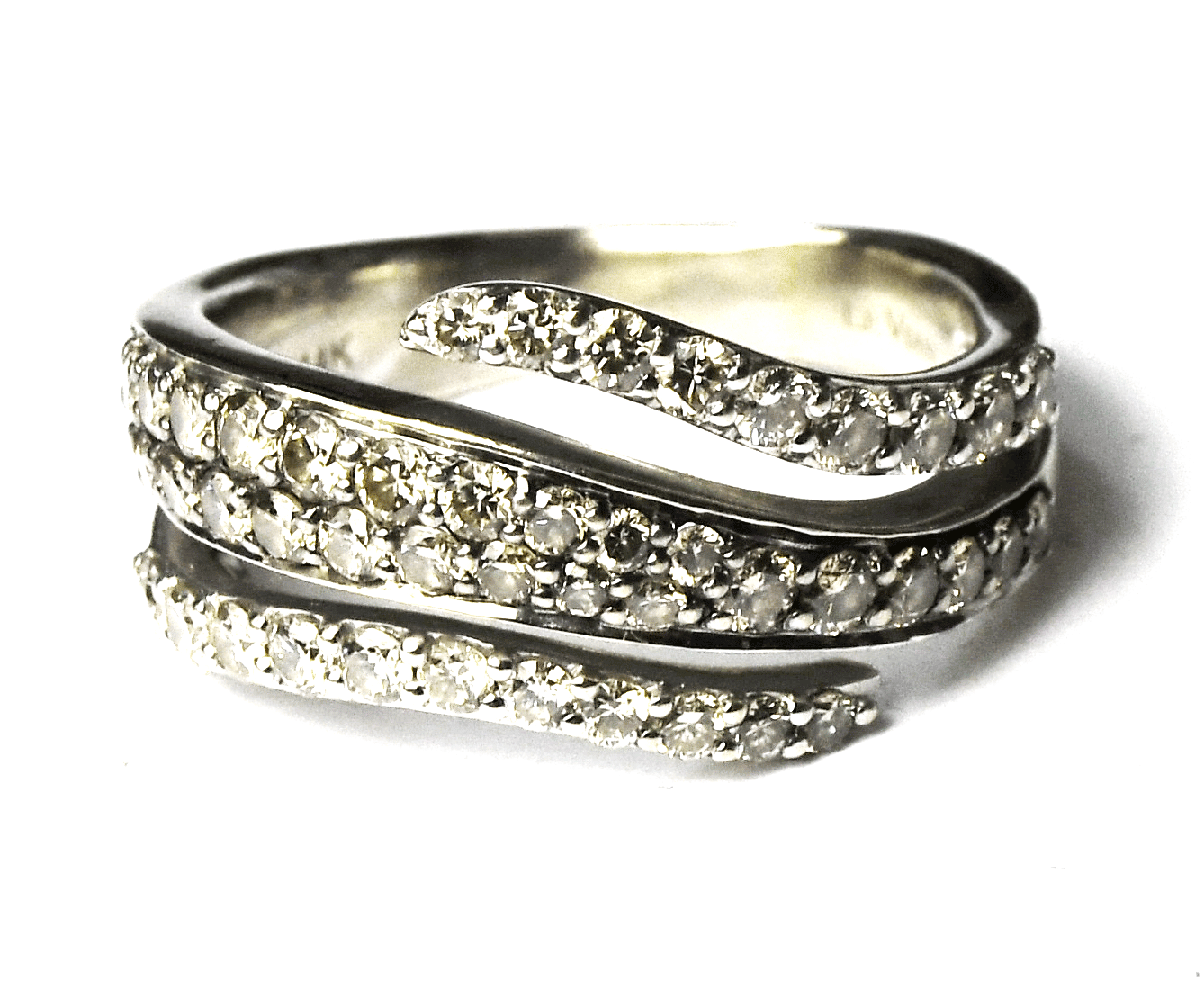 14k White Gold Levian 4 Row 1-1/4ctw Diamond Ring 11mm Size 8
