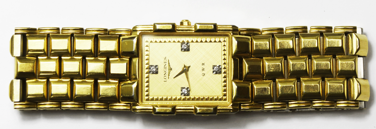 Vintage Longines QWR Dress Watch Rectangle Gold Tone 25mm 7.5" Quartz