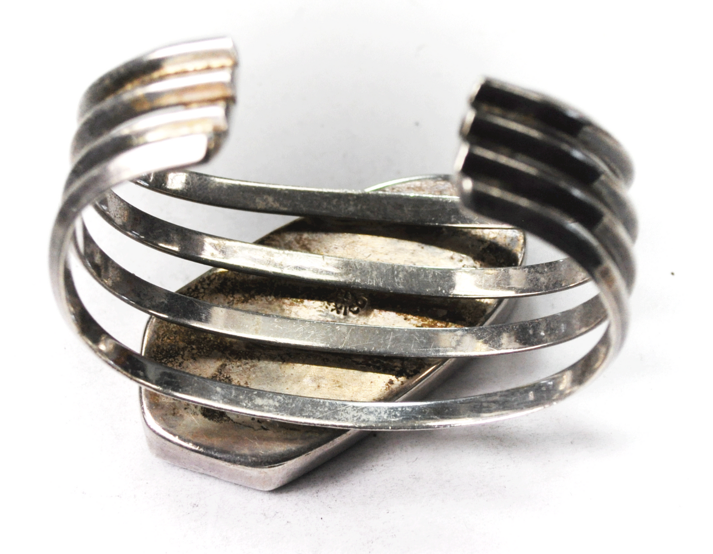 Sterling Silver Large Sodalite Mexico Bracelet Silver Center 48mm 6-1/2"