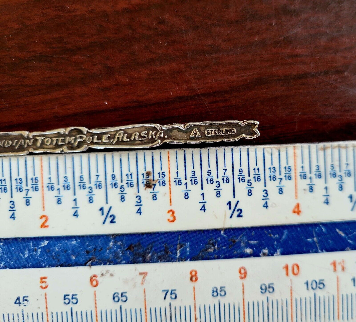 A.B. Mt. Skagway Alaska Antique Sterling 3 3/4" Souvenir Spoon Totem Pole .19oz