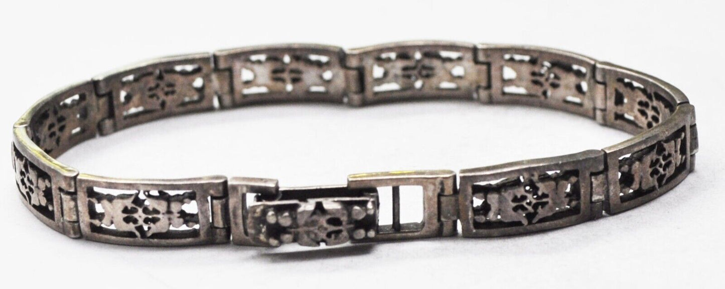 Sterling Silver Warshak Butterfly Panel Bracelet 7mm 7-1/2"
