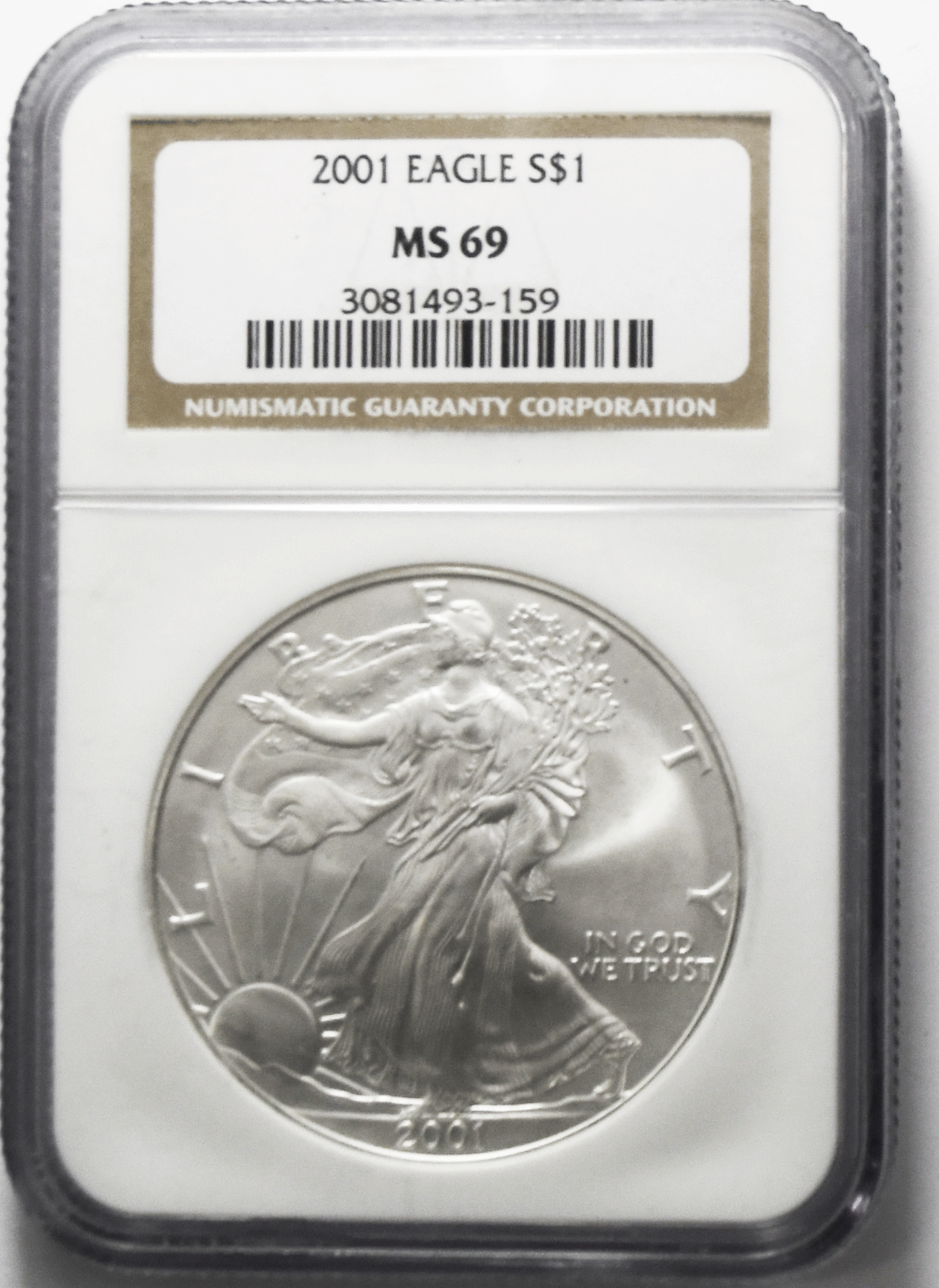 2001 American Silver Eagle $1 NGC MS69 .999 Fine 1oz.