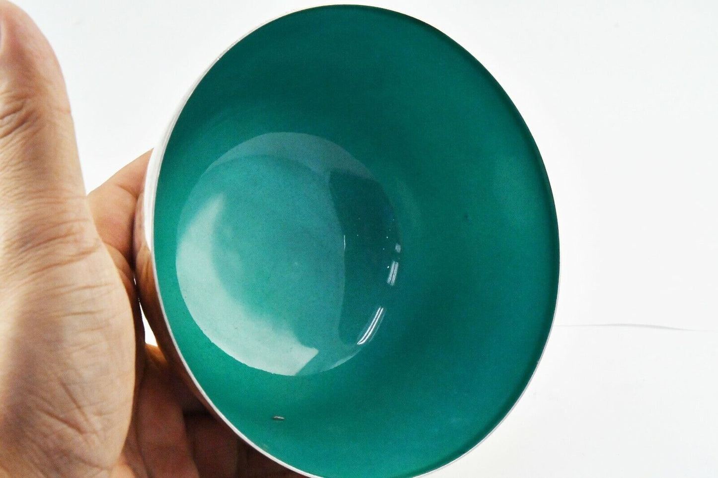 Towle Sterling Silver 5" x 3" Paul Revere Style Blue Green Enameled Bowl 7.8 oz.
