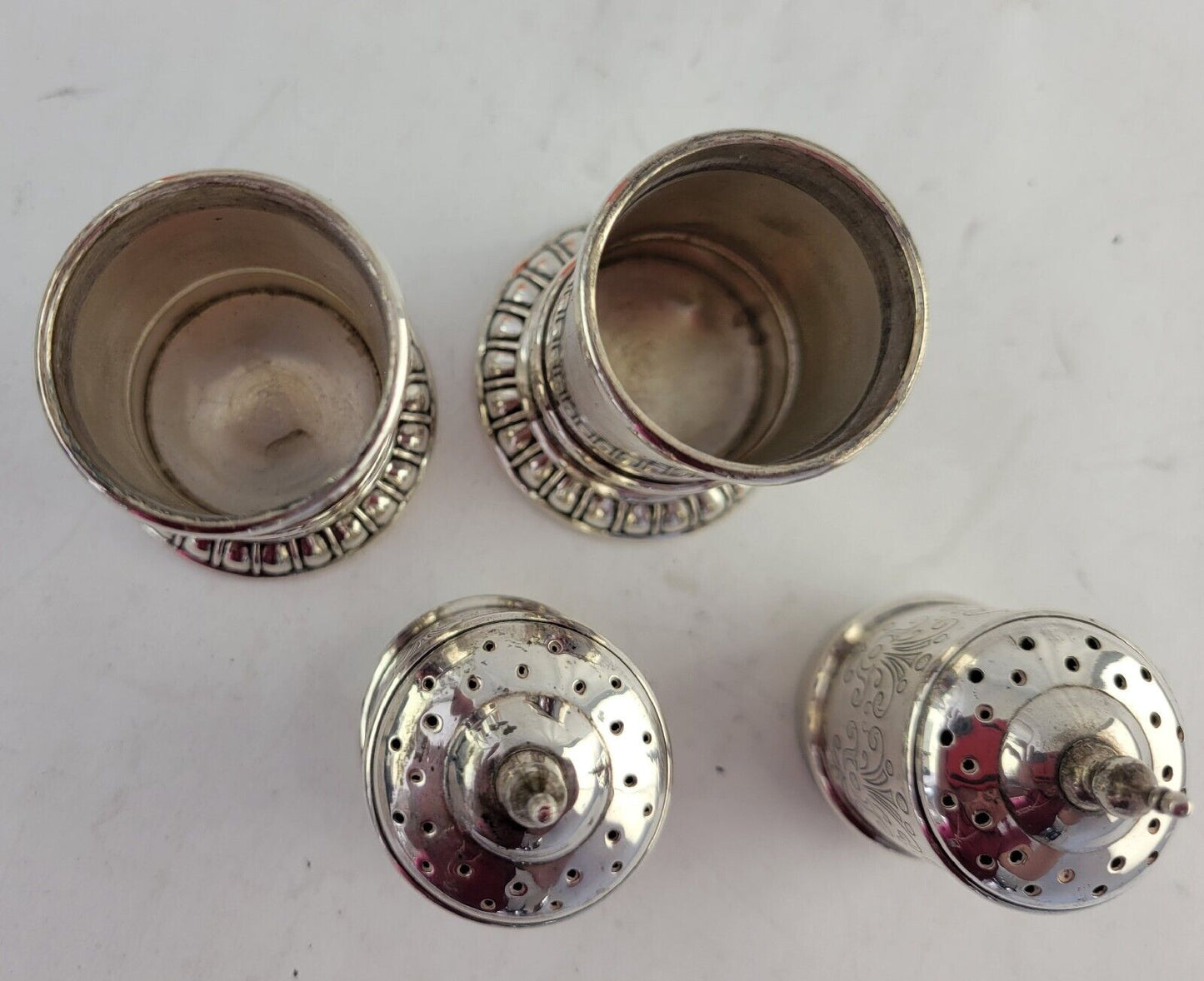 Antique Lunt Sterling Silver 4" Salt and Pepper Shakers 2.9oz