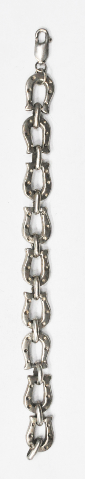 Sterling Silver Dot Horse Shoe Link Bracelet 14mm 7.5"   37g