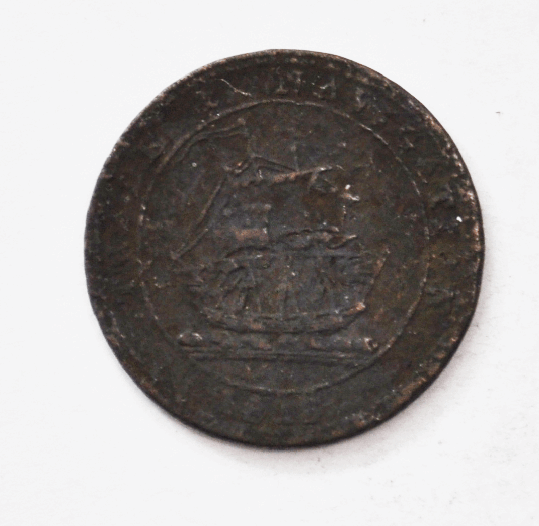 1813 Canada 1/2 Half Penny Token Nova Scotia 28mm Navigation Ship