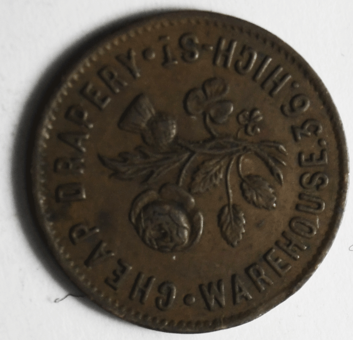 Robert McKenzie Scotch House Silks & Shawls Irish 22mm Token 36