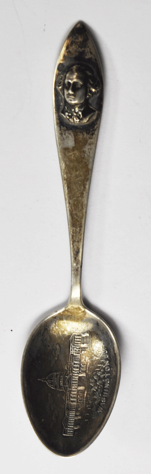 Sterling Silver Washington DC 3-D George Demitasse Souvenir Spoon 3-3/4"
