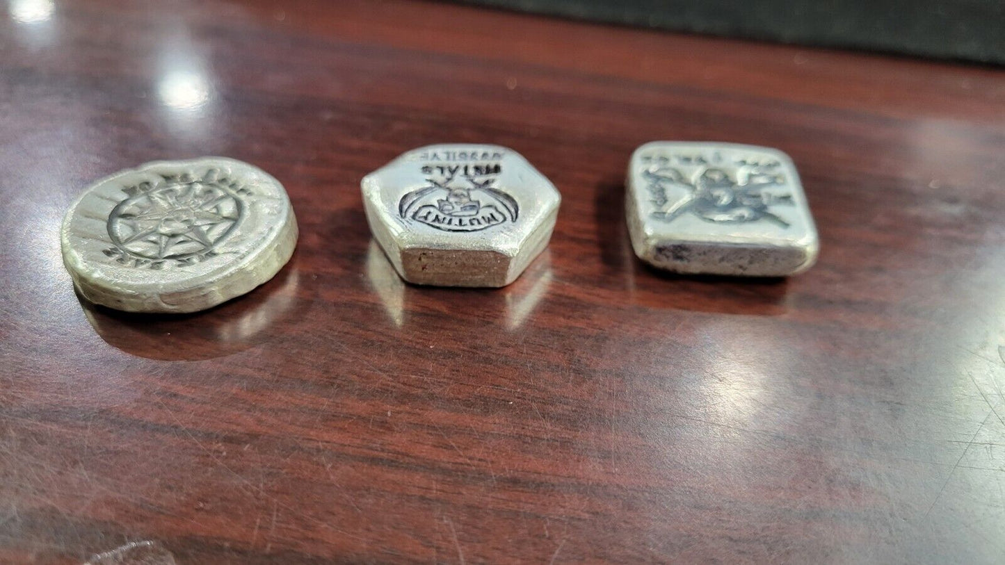 3pc Mutiny Metals & MK Barz Skull & Crossbones 1 oz .999 Fine Silver Art Poured