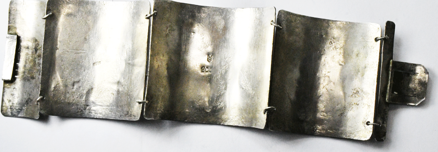 900 fine Silver Peru 50mm Wide Cuff Peru 7" Wrist Pipe Smoking Dancing