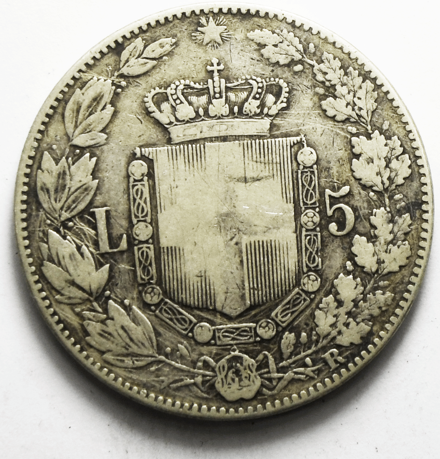 1879 Italy 5 Lire Silver Coin KM# 20