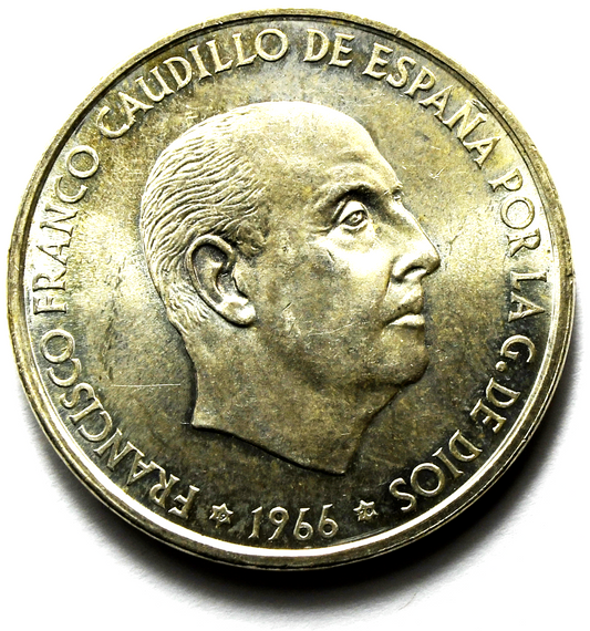 1966 (70) Spain 100 One Hundred Pesetas Silver Coin KM# 797