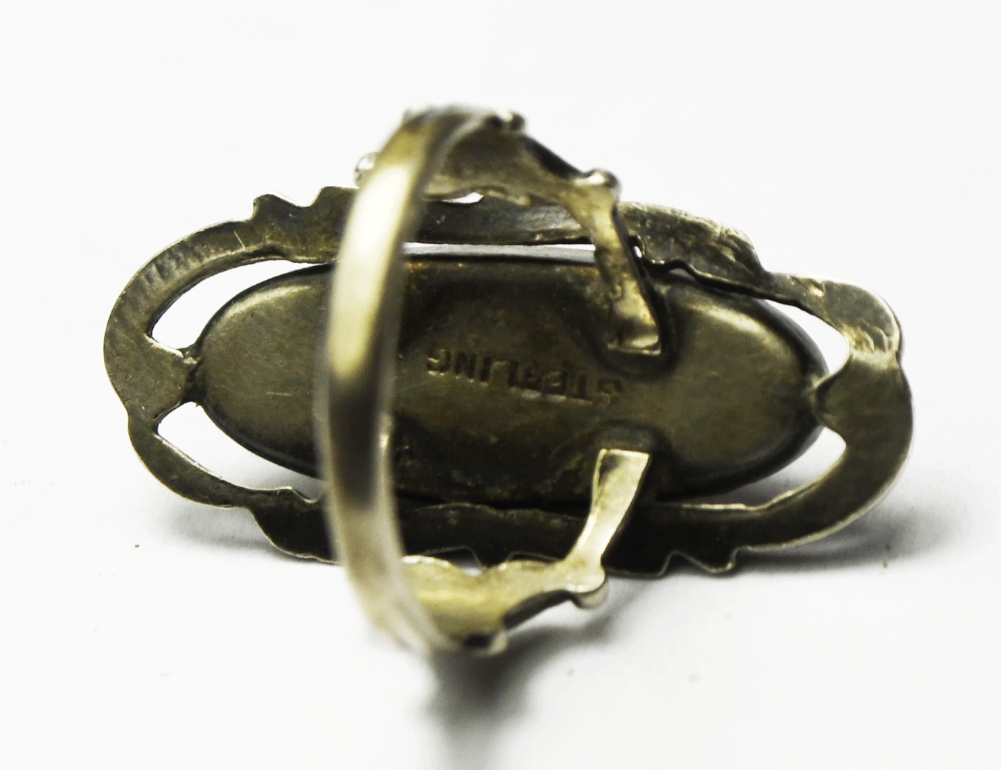 Vintage Sterling Silver MOP Abalone Wire Halo 28mm Ring Size 7-1/2