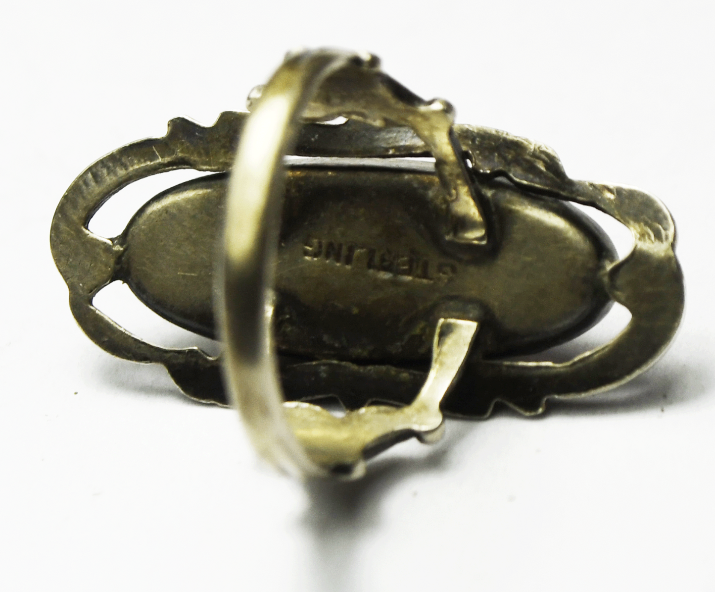 Vintage Sterling Silver MOP Abalone Wire Halo 28mm Ring Size 7-1/2