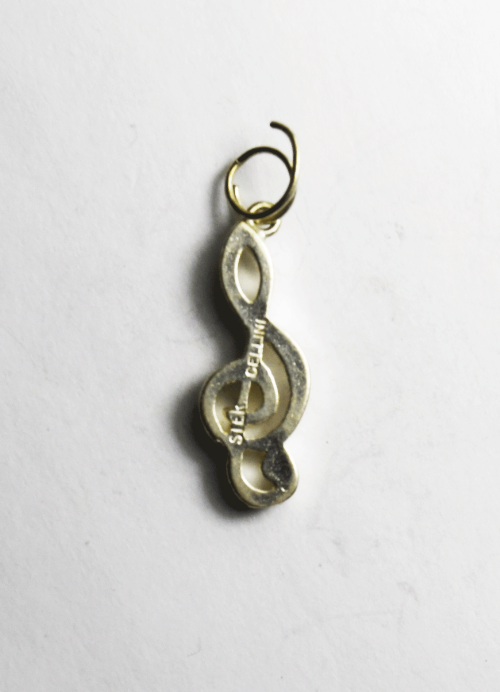 Sterling Cellini Treble Clef Musical Note Charm 26mm x 10mm
