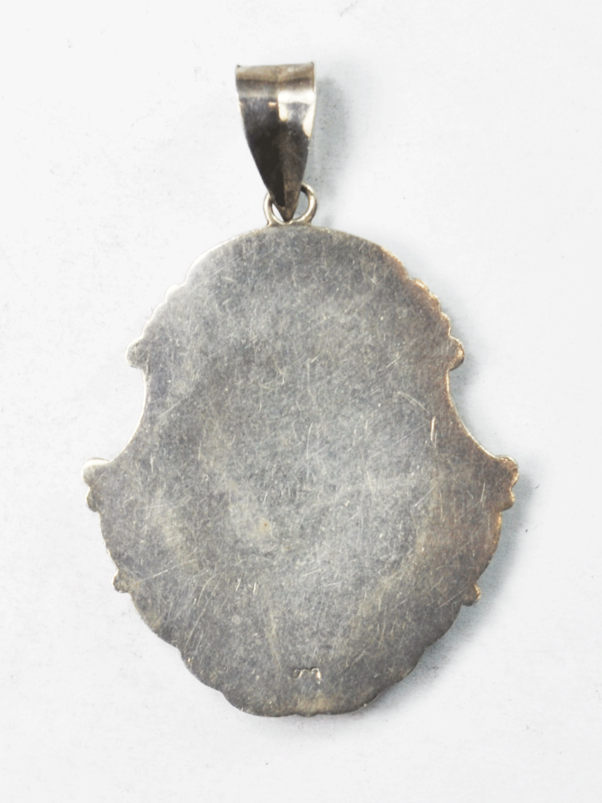 Sterling Silver Floral Luggage Bottle Tag Scroll Pendant 2-3/8" x 39mm