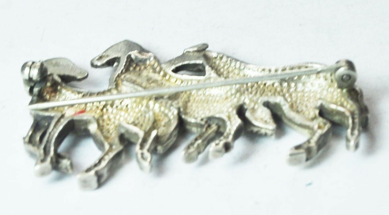 Sterling Silver Carol Felley Three Horse Brooch Pin 46mm x 31mm