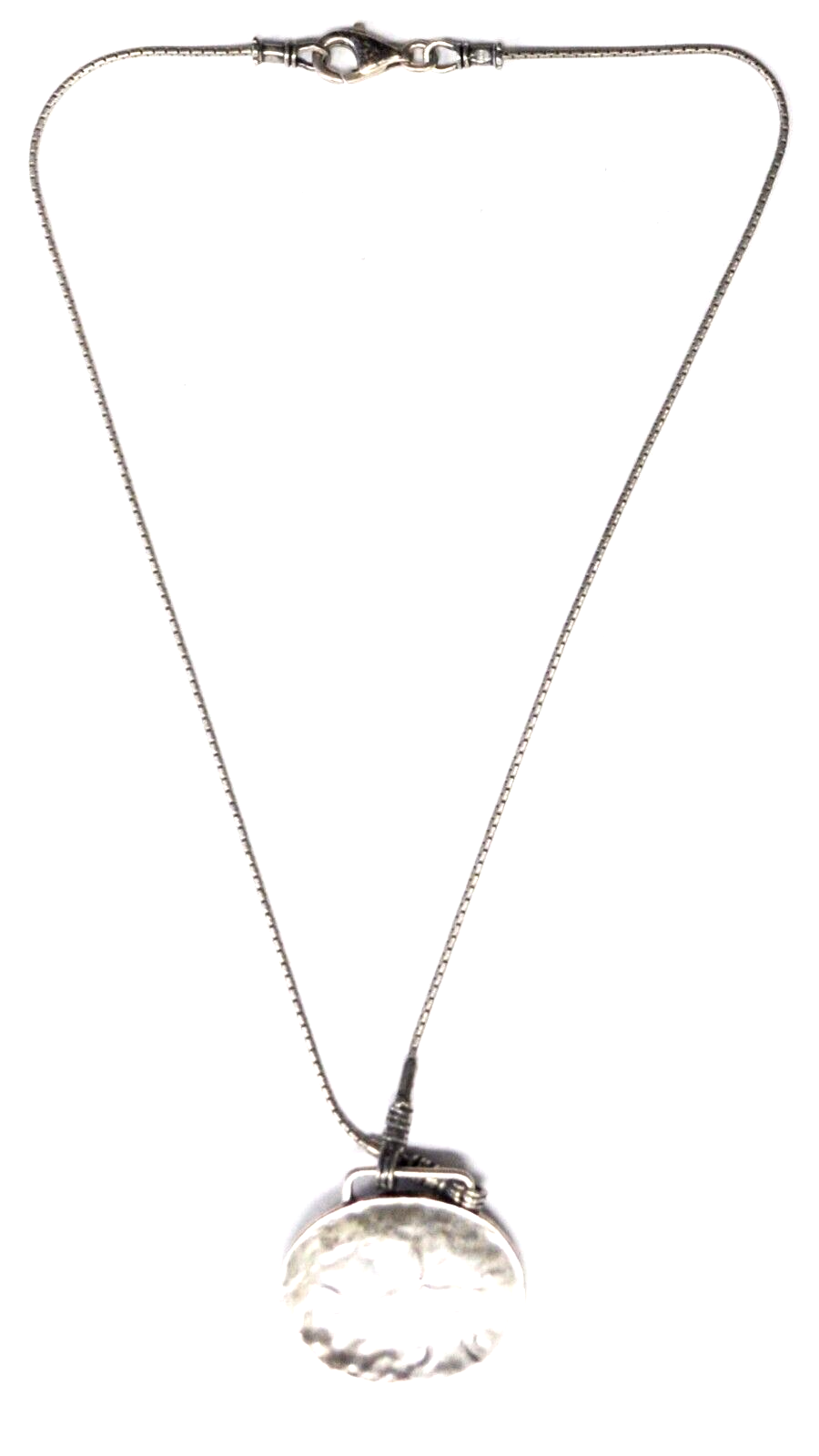 Sterling Silver Hammered Oval Pendant 30mm x 27mm 16.5"