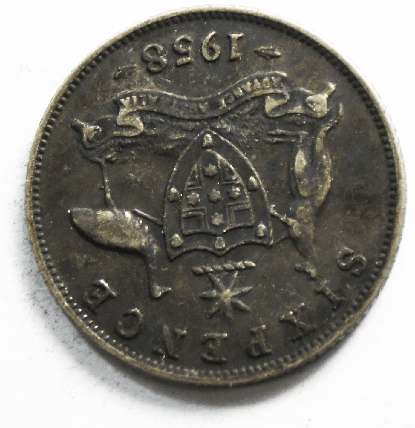 1958 Australia 6 Six Pence Silver Coin KM#58