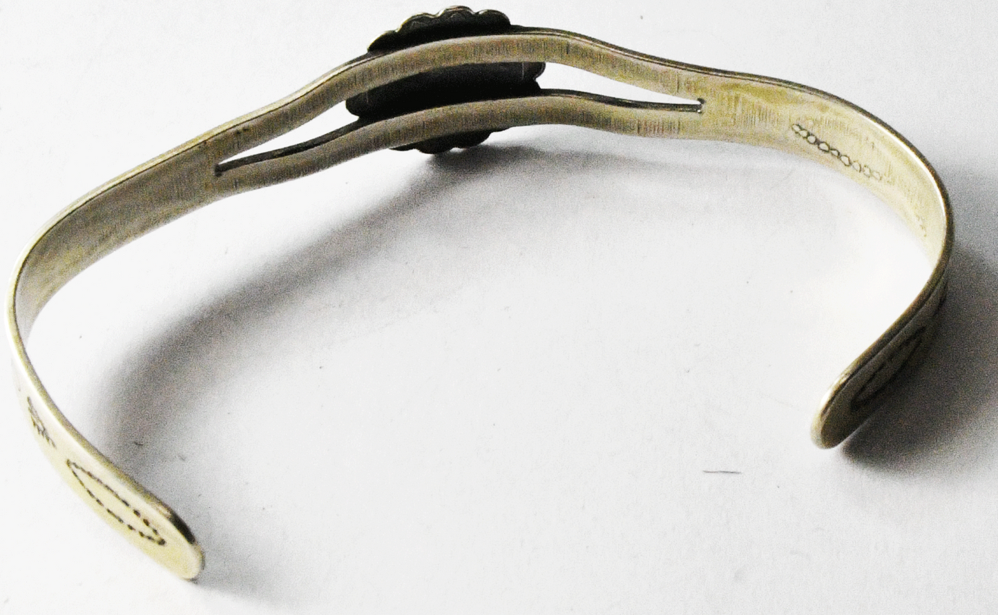 Antique Sterling Child's Turquoise Dot Concho Center Split Cuff Bracelet 12mm 5"