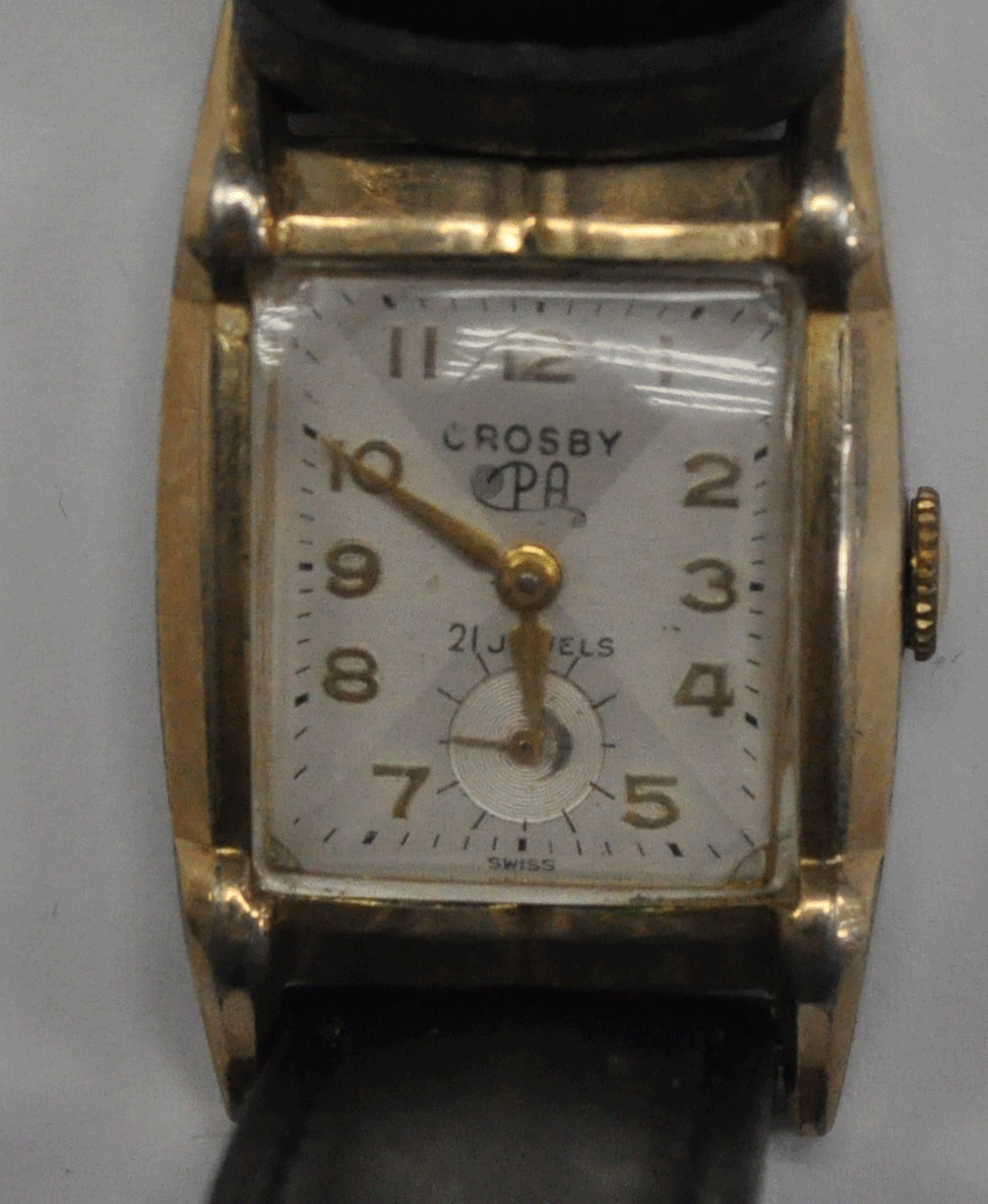 Vintage Crosby PA 21 Jewels Manual Wind 63 Wristwatch 24mm 10k RGP