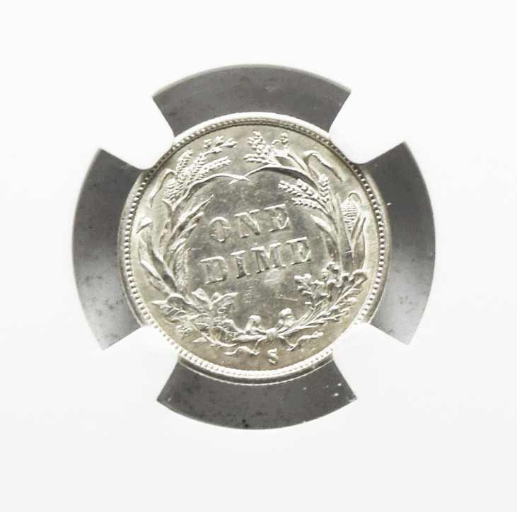 1893 S 10c Barber Silver Dime Ten Cents San Francisco AU Details